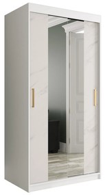 Ruhásszekrény 100 cm Marbelo T1 (matt fehér + fehér márvány). 1064560