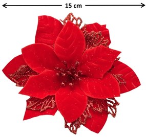 Karácsonyi dekoráció Poinsettia szarvasagancsos,piros, 6 darabos szett