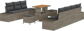 vidaXL Kerti Kanapé Szett párnával tárolóval 10 pcs Szürke Poli rattan