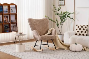 Hintaszék, relaxációs szék kordbársony kárpitozással, bézs-khaki színű