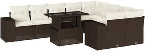vidaXL 10 részes barna polyrattan kerti ülőgarnitúra párnákkal
