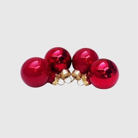 Piros karácsonyi üveggömb szett, 3 cm, 16 db