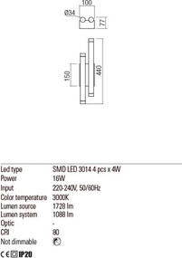 Fali Lámpa Arany MADISON REDO 01-2033