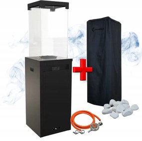 Kerti gázfűtő teraszra Patio Slc fekete Huzat Kövek