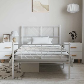 fehér fém ágykeret fej- és lábtámlával 100x200 cm