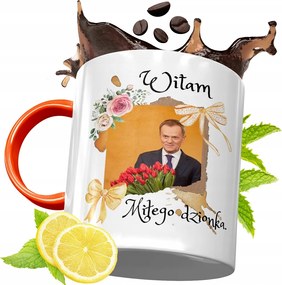 Donald Tusk Narancssárga Bögre Ajándék, fényképes nyomattal