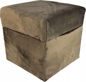 Négyzet alakú nyitható puff velvet minky barna szín