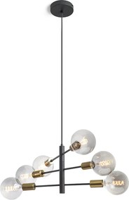 RENDL ARTEMIA 6 závěsná černá česaná mosaz 230V LED E27 6x15W