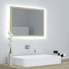 sonoma tölgy akril LED-es fürdőszobai tükör 60x8,5x37 cm