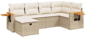vidaXL 6 részes bézs polyrattan kerti ülőgarnitúra párnával