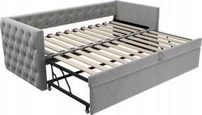 Kárpitozott ágy Gyerekágy Kihúzható ágy, 90 x 200 cm világosszürke