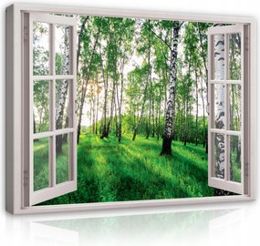 Vászonkép Erdő Kilátás Az Ablakból Természet Tájkép Hálószoba Nappali Nagy 120x80