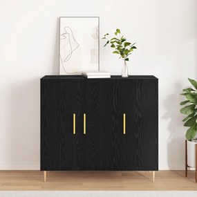 Fekete tölgy oldalpolc 90x34x80 cm műszaki fa