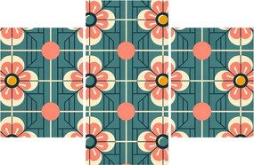 Kép - Retro virágminta (90x60 cm)