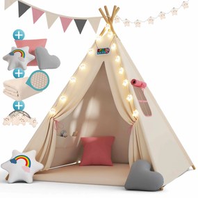 Spielwerk® Gyermeksátor Teepee 160x120x120cm - rózsaszín