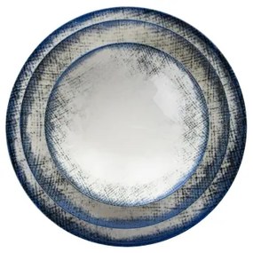 24 részes étkészlet, fehér/kék, porcelán
