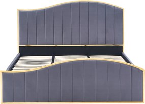 Ágy ráccsal, 180x200, sötétszürke Velvet szövet/gold arany króm, GEORGIA