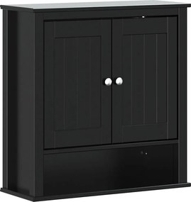 vidaXL BERG fekete tömör fa fürdőszobai faliszekrény 69,5x27x71,5 cm