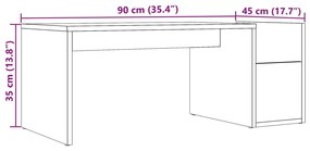 antik fa színű szerelt fa dohányzóasztal 90 x 45 x 35 cm