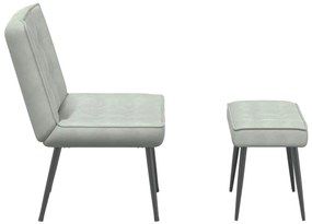 világosszürke bársony pihenőfotel lábtartóval