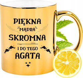 Prémium Arany Csillogó Bögre Achát Ajándék Nyomtatott Fotóval