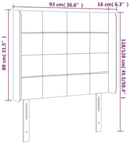 sötétbarna szövet LED-es fejtámla 93x16x118/128 cm