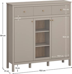 Komód, szürkésbarna Taupe/craft arany tölgy, KLIO 2D1W3S