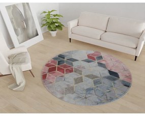 Rózsaszín-világosszürke mosható kerek szőnyeg ø 80 cm – Vitaus
