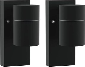 vidaXL Kültéri Fali Lámpa 2 pcs Fekete 6,5 x 10,5 x 16 cm