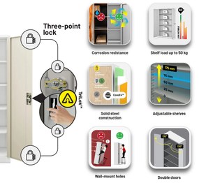 Fém iratszekrény JAN, 900 x 1850 x 400 mm, Eco Design: fehér/ sonoma tölgy
