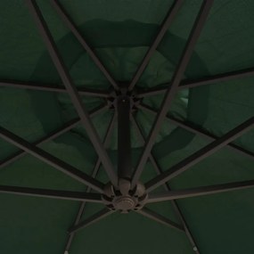 zöld függőernyő LED-del, fém rúddal 300 cm