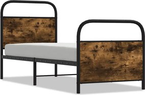 vidaXL Ágykeret matrac nélkül 75x190 cm gépesített fa füstölt tölgyfa