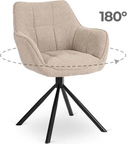 Forgó szék bézs színben, bouclé kárpittal, PEONY