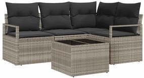 vidaXL Kanapé Szett 5 pcs Világosszürke polirattan