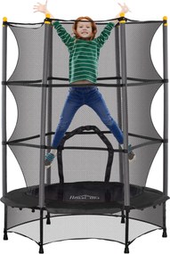 HOMCOM gyermek trambulin Ø140 cm, biztonsági hálóval, szélső védőszóval, kerti trambulin 3-10 éves gyerekeknek, max 50 kg terhelhetőséggel, fekete | A