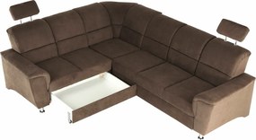 Kinyitható ülőgarnitúra, barna szövet, balos, SANTIAGO