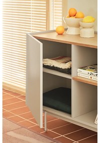 Bézs-natúr színű alacsony komód tölgyfa dekorral 130x78 cm Otto – Teulat