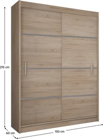 Sekrény tolóajtóval, tölgy sonoma/szürke, MERINA 150