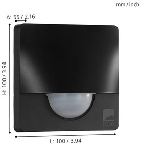 Eglo 97465 - Kültéri mozgásérzékelő DETECT ME 3 12 m fekete IP44