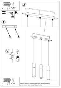 Sollux SL.0634 - Csillár zsinóron PABLO 3xGU10/40W/230V fekete