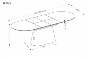 Sirius bővíthető étkezőasztal fehér márvány / natúr 160-240 cm