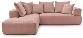 Rózsaszín zsenília sarokkanapé (bal oldali-L alakú) Whesley – Bobochic Paris