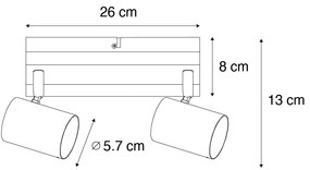 Okos mennyezeti spotlámpa fekete fa 2-lámpás állítható Wifi GU10 50mm - Jeana