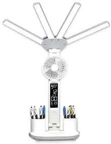 Asztali lámpa ventilátorral, LCD kijelzővel és ceruzatartóval