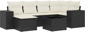 vidaXL 7 részes fekete polyrattan kerti ülőgarnitúra párnával