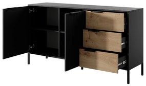 Fekete komód tölgy artisan kialakítással RAVE 153 2D3S