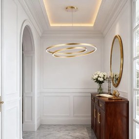 Brilagi-LED Fényerőszabályozható kábeles csillár TWISTER LED/105W/230V átm. 100 cm arany + távirányító