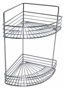 Kétszintes, falra szerelhető zuhanypolc 30,6x37,5 cm, fényes króm