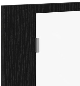 LED fürdőszobai tükörszekrény fekete tölgyből, 60x12x45 cm, mérnöki fa