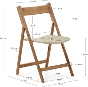 Fehér-natúr színű tömörfa kerti szék Dandara – Kave Home